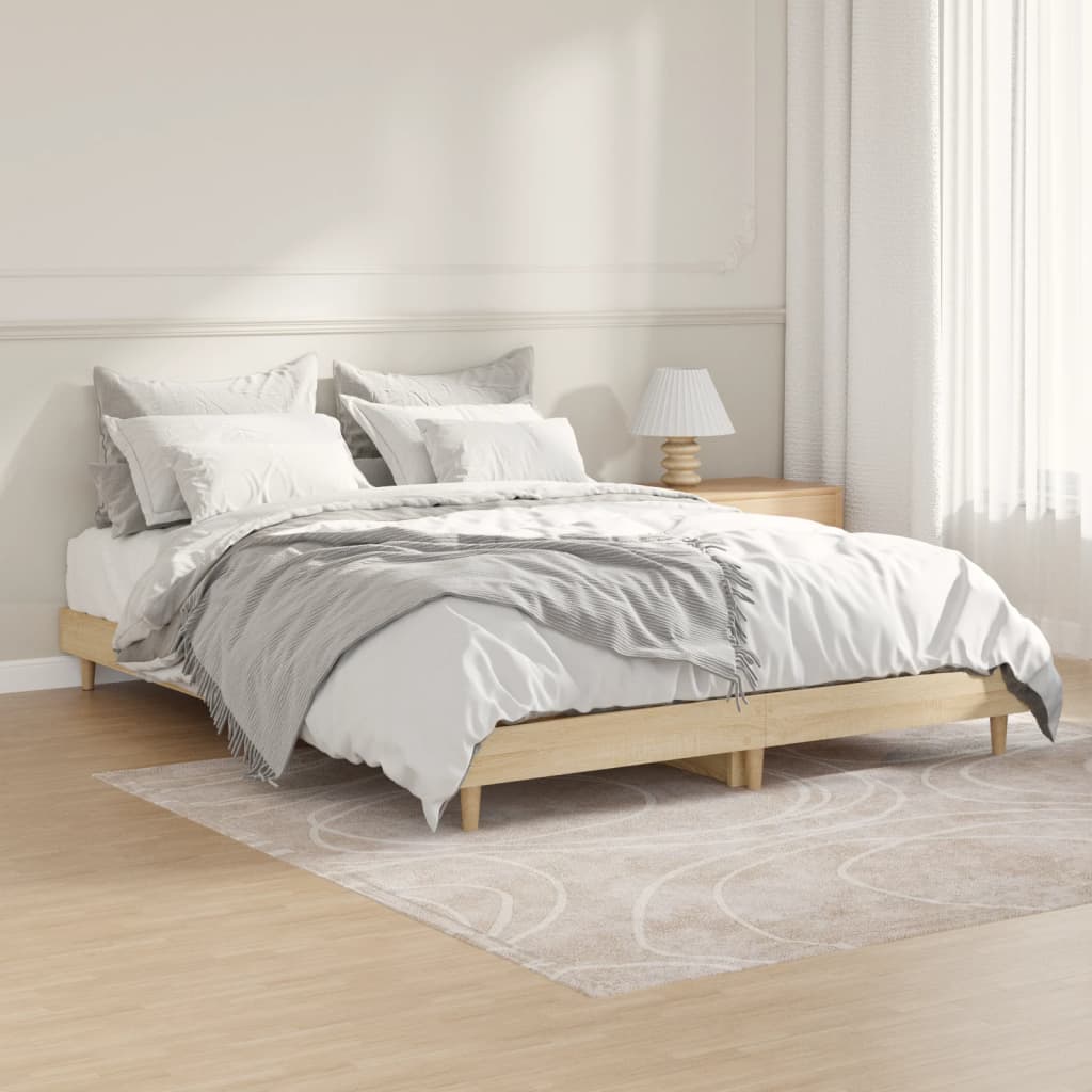 Bed frame without mattress Sonoma oak 140x190 cm wood material