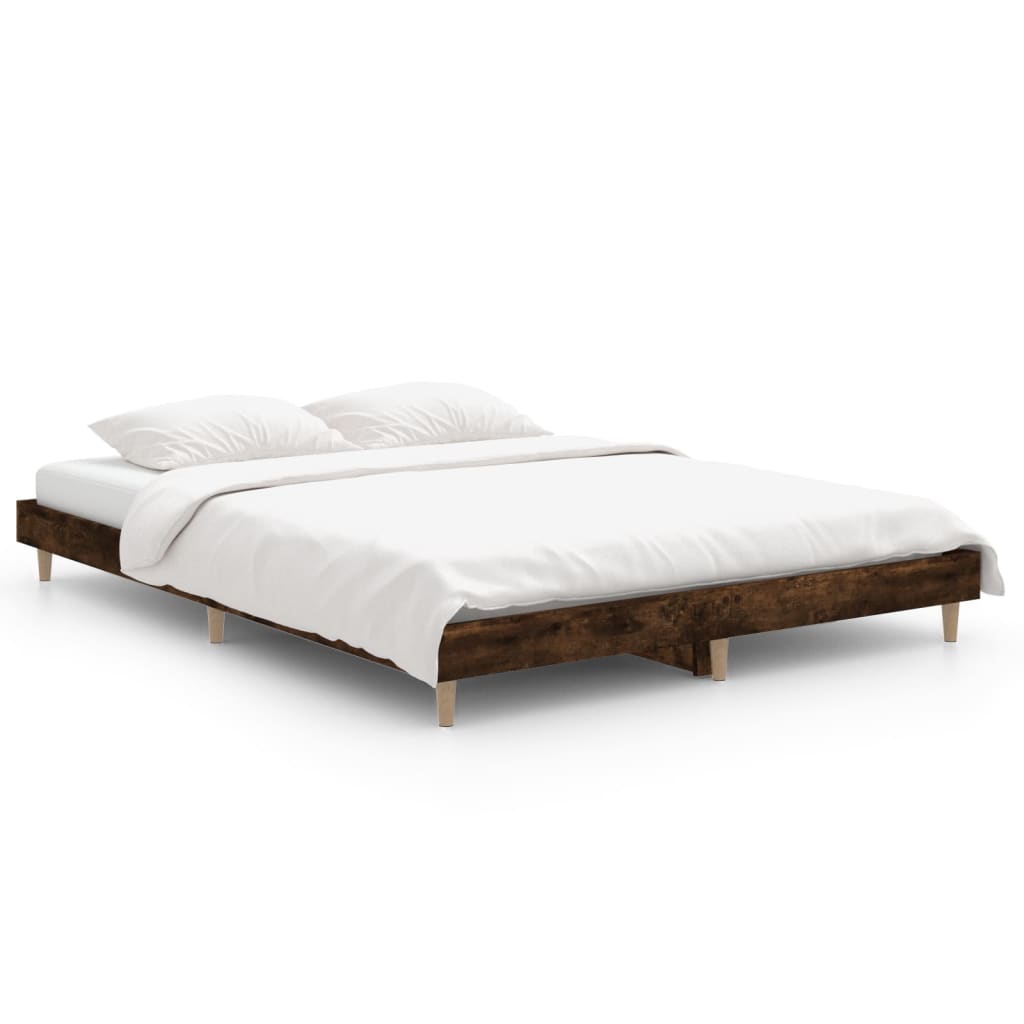 Bed frame without mattress smoked oak 140x190 cm wood material