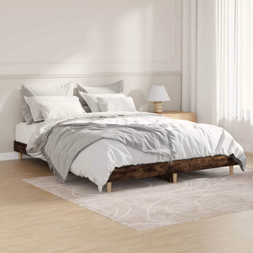 Bed frame without mattress smoked oak 140x190 cm wood material