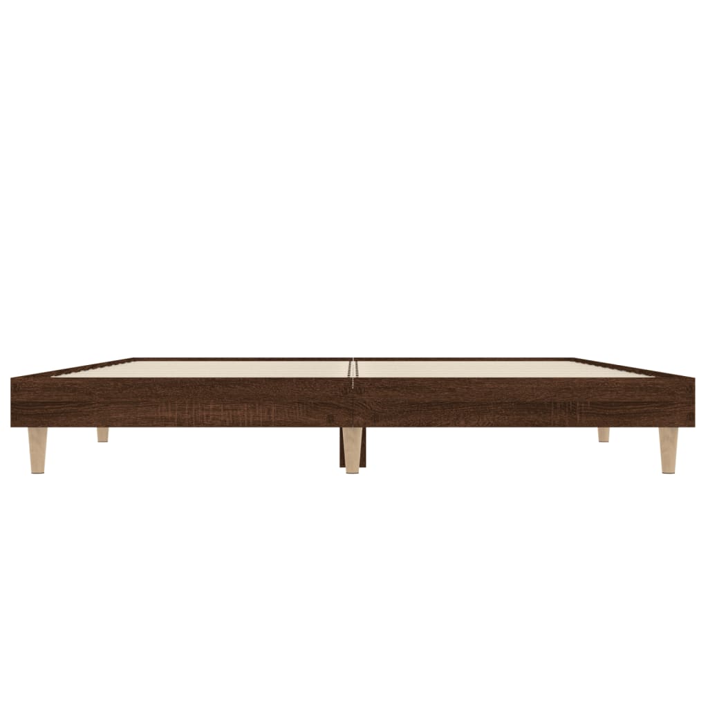 Bed frame without mattress brown oak 140x190 cm wood material