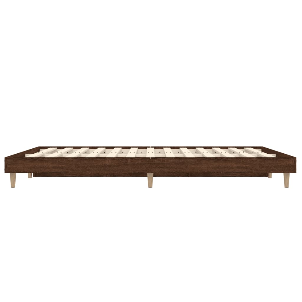 Bed frame without mattress brown oak 140x190 cm wood material