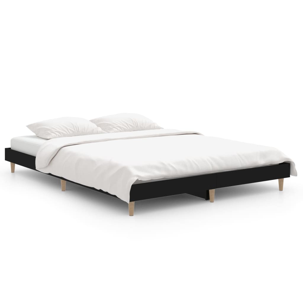 Bed frame black 135x190 cm wood material