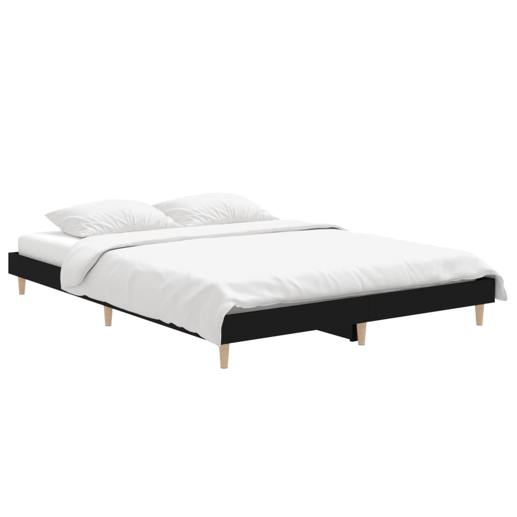 Bed frame black 135x190 cm wood material