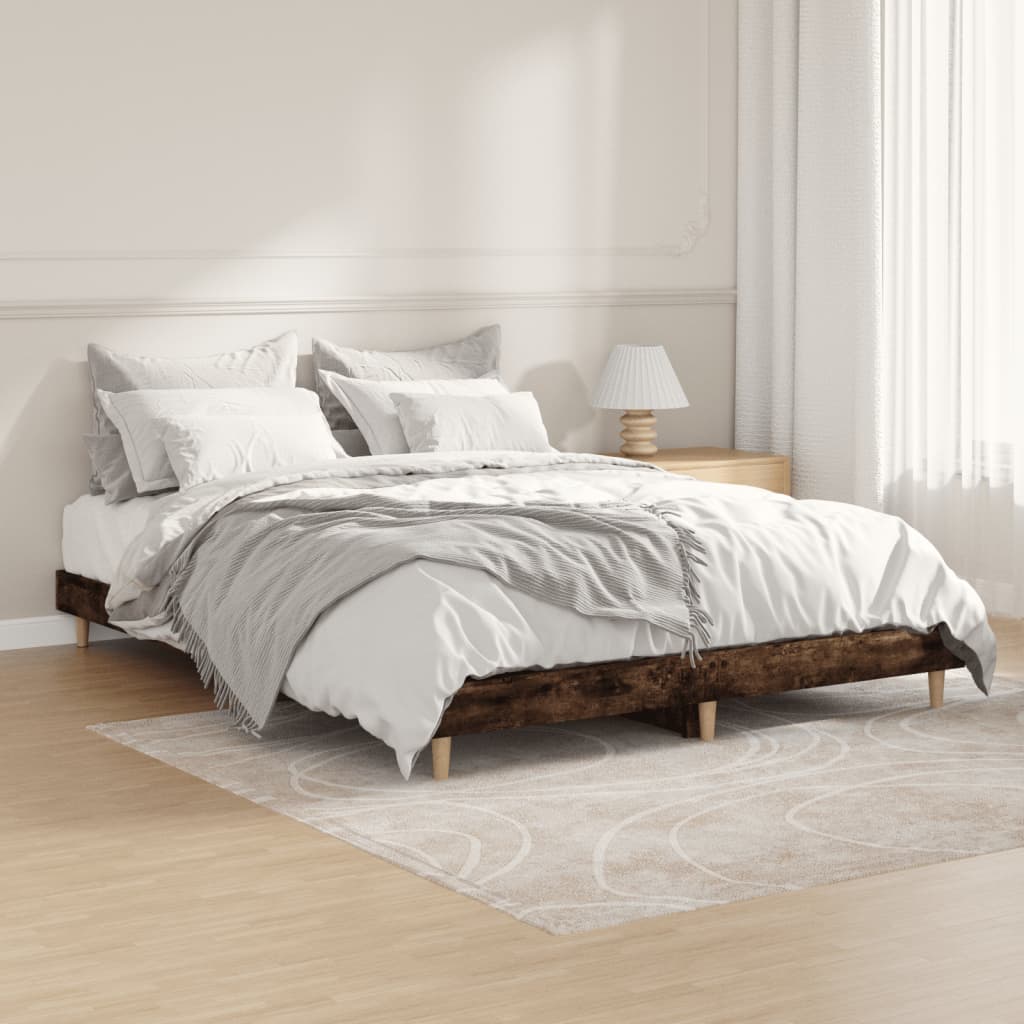 Bed frame smoked oak 135x190 cm wood material