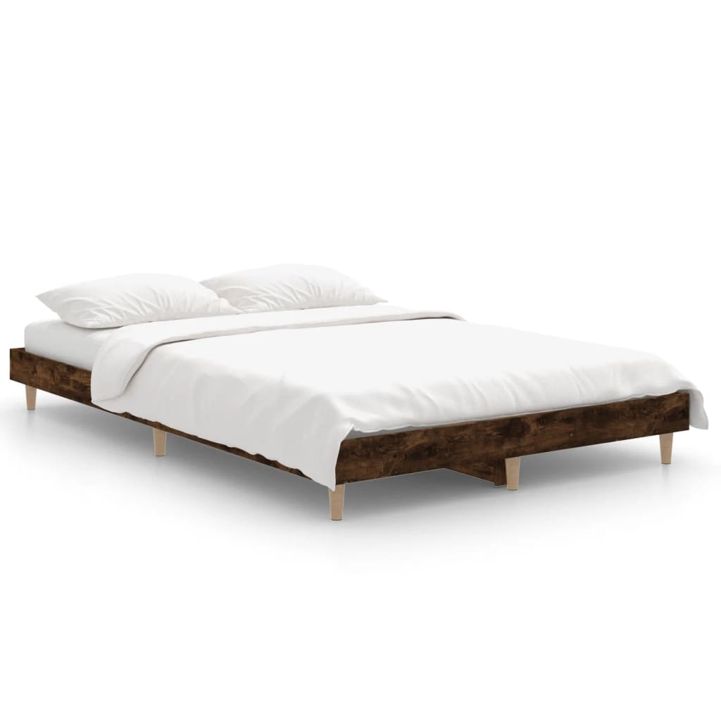 Bed frame without mattress smoked oak 120x190 cm wood material