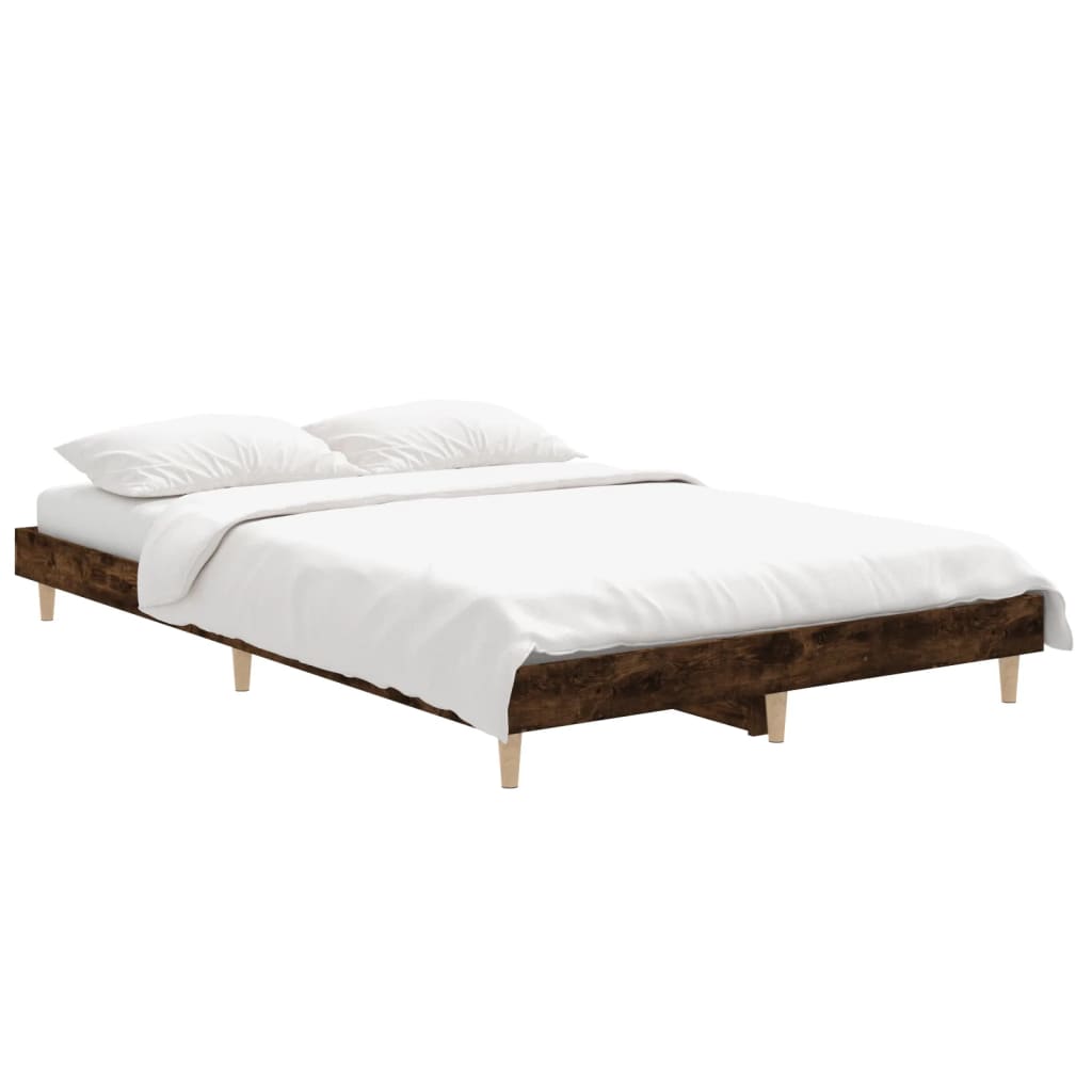 Bed frame without mattress smoked oak 120x190 cm wood material