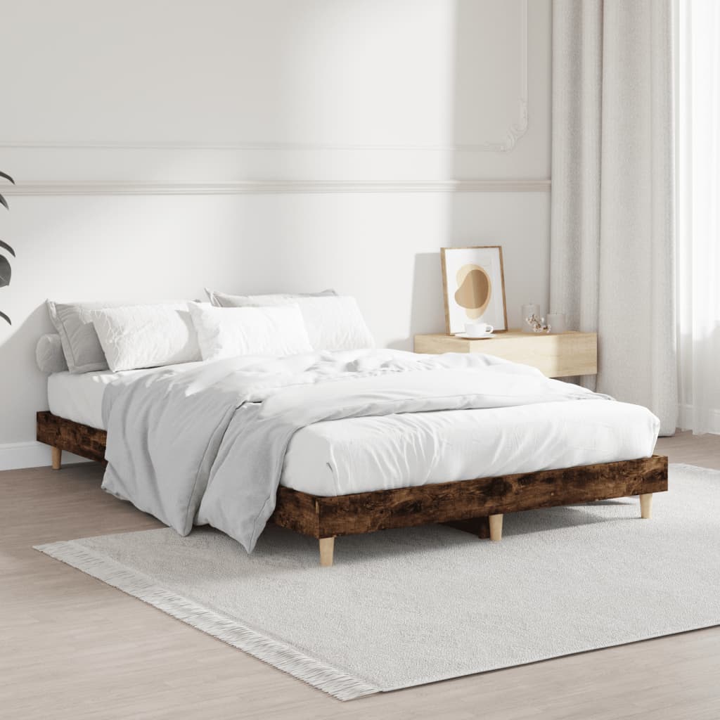 Bed frame without mattress smoked oak 120x190 cm wood material