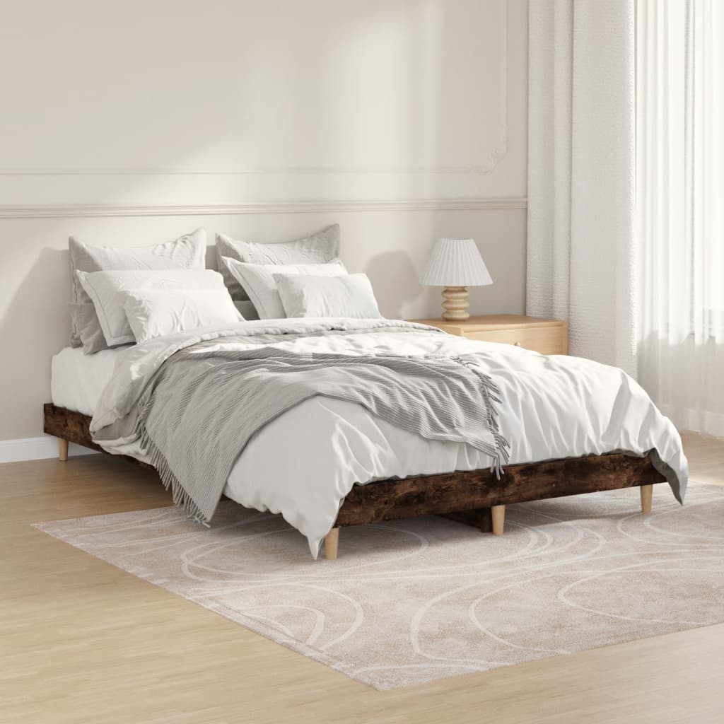 Bed frame without mattress smoked oak 120x190 cm wood material