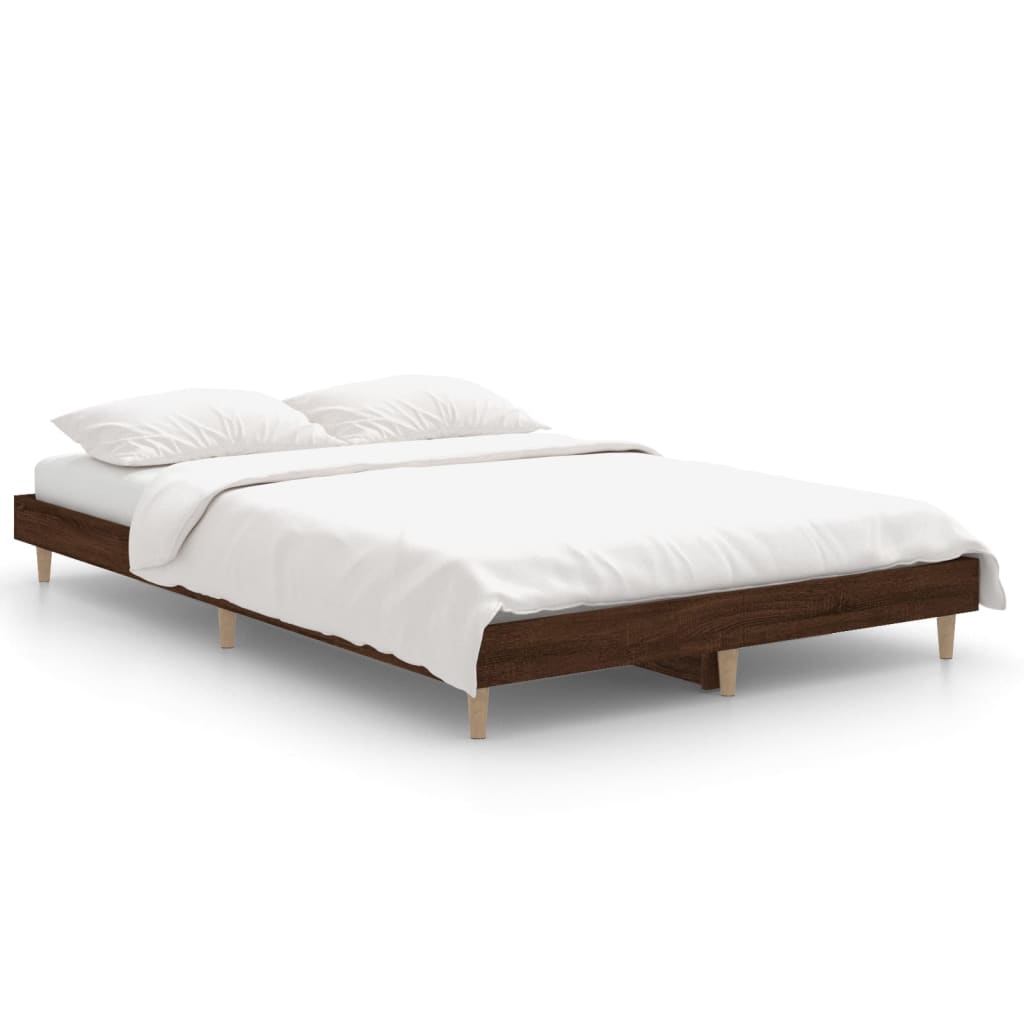 Bed frame without mattress brown oak 120x190 cm wood material