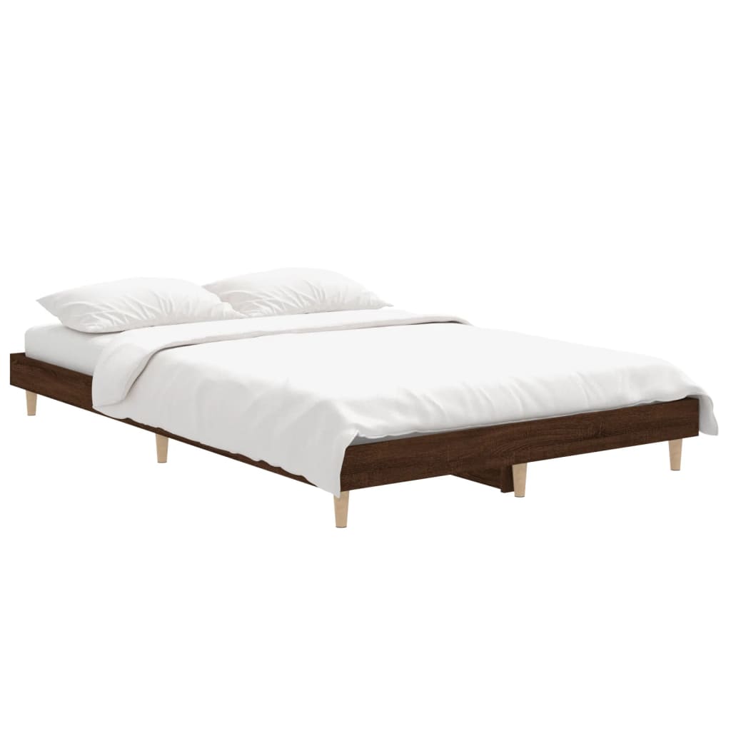 Bed frame without mattress brown oak 120x190 cm wood material