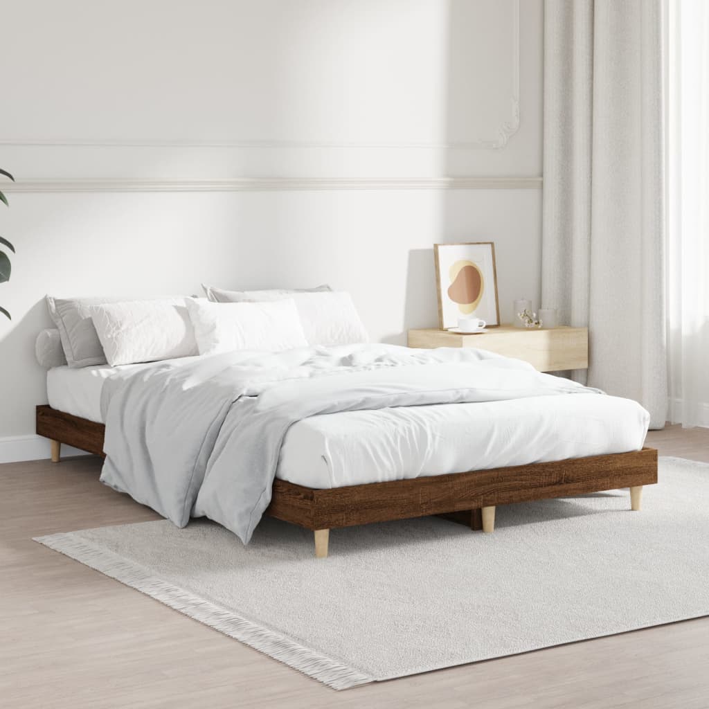 Bed frame without mattress brown oak 120x190 cm wood material