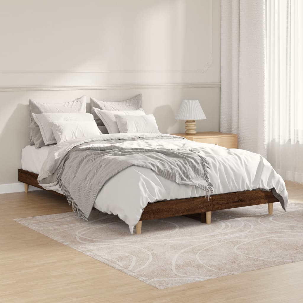 Bed frame without mattress brown oak 120x190 cm wood material