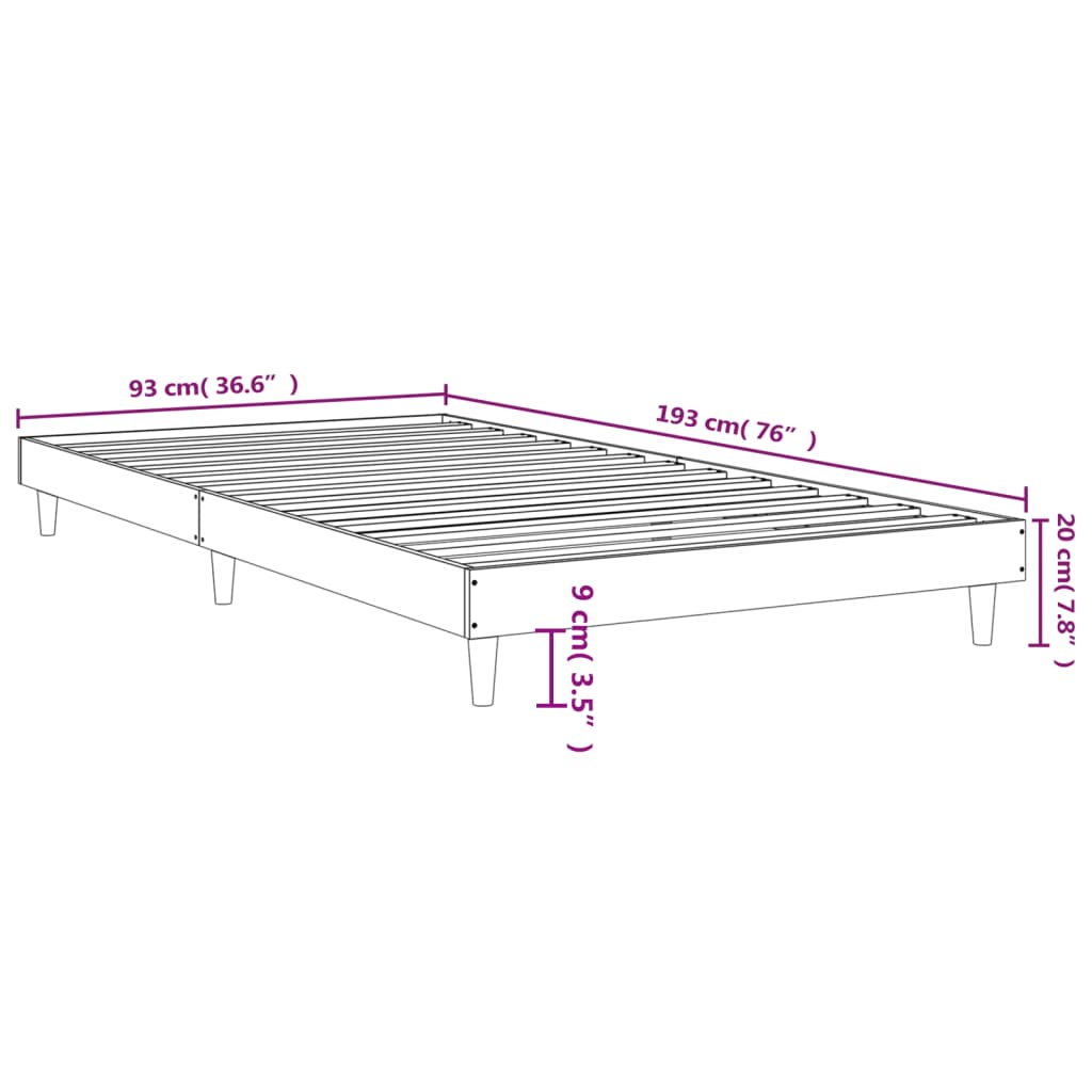 Bed frame white 90x190 cm wood material