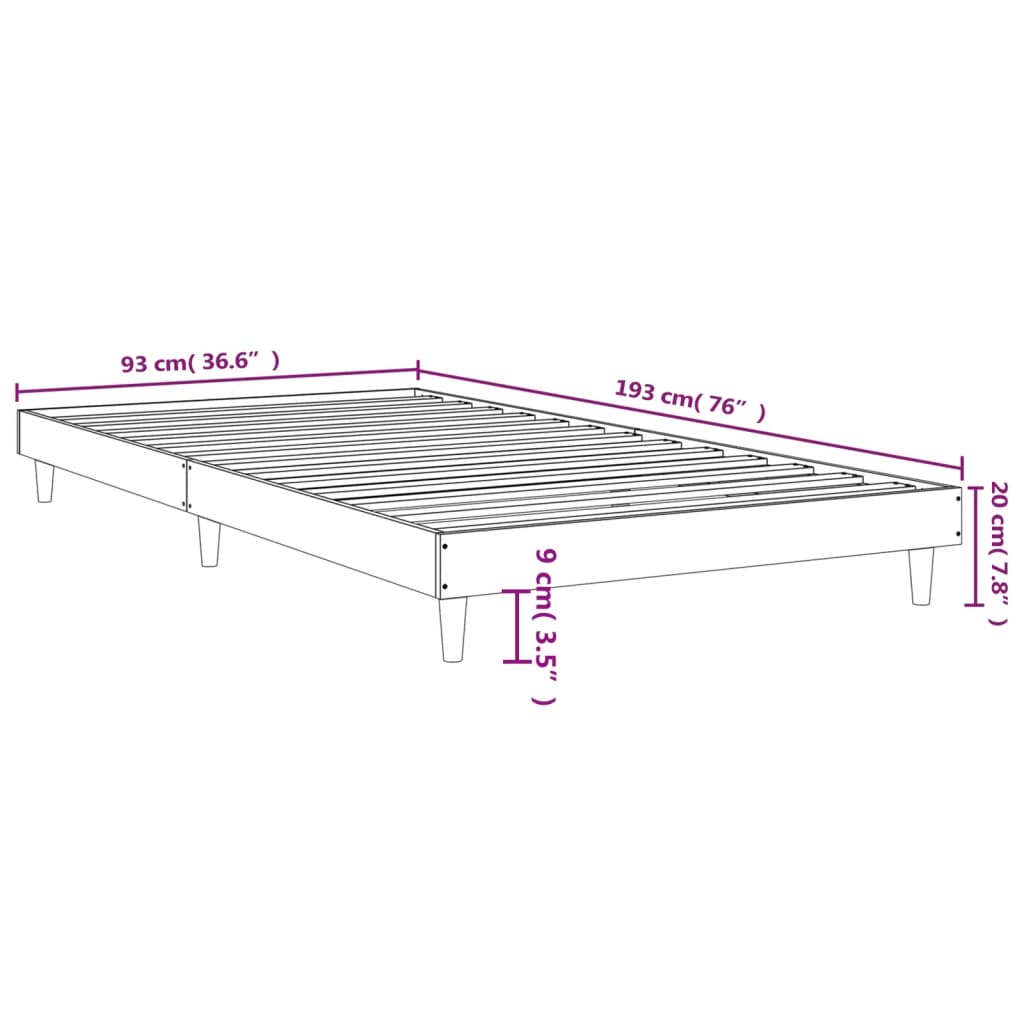 Bettgestell Schwarz 90x190 cm Holzwerkstoff