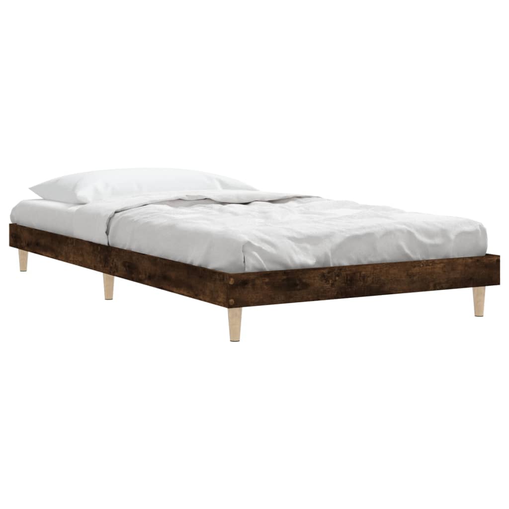 Bed frame without mattress smoked oak 90x190 cm wood material