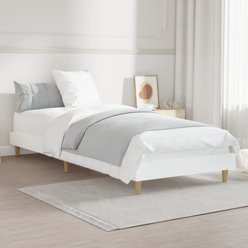 Bed frame white 75x190 cm wood material