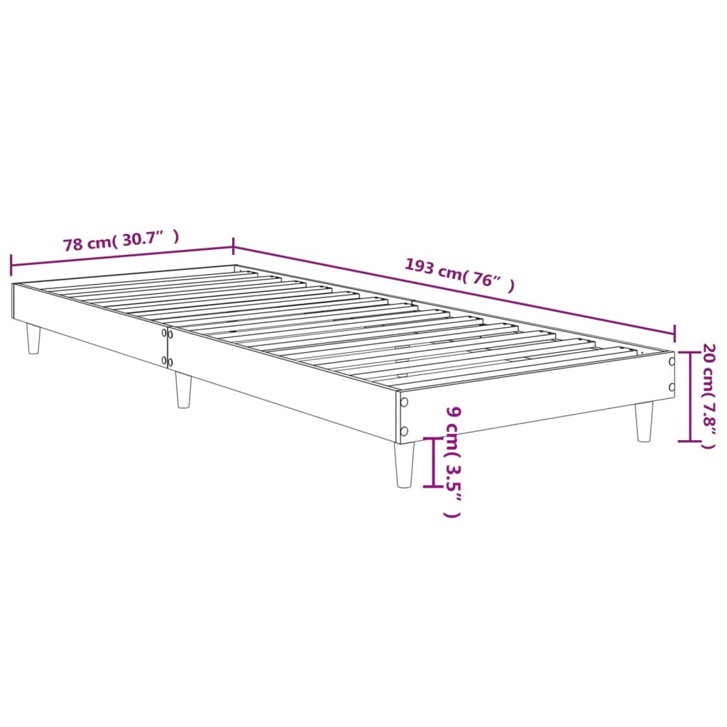 Bettgestell Weiß 75x190 cm Holzwerkstoff