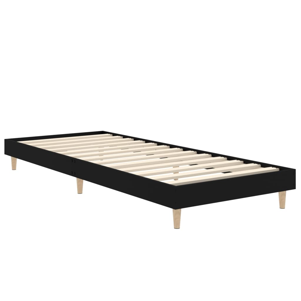 Bed frame black 75x190 cm wood material