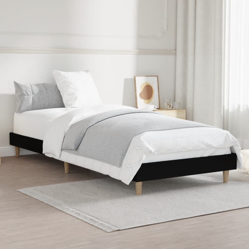 Bed frame black 75x190 cm wood material