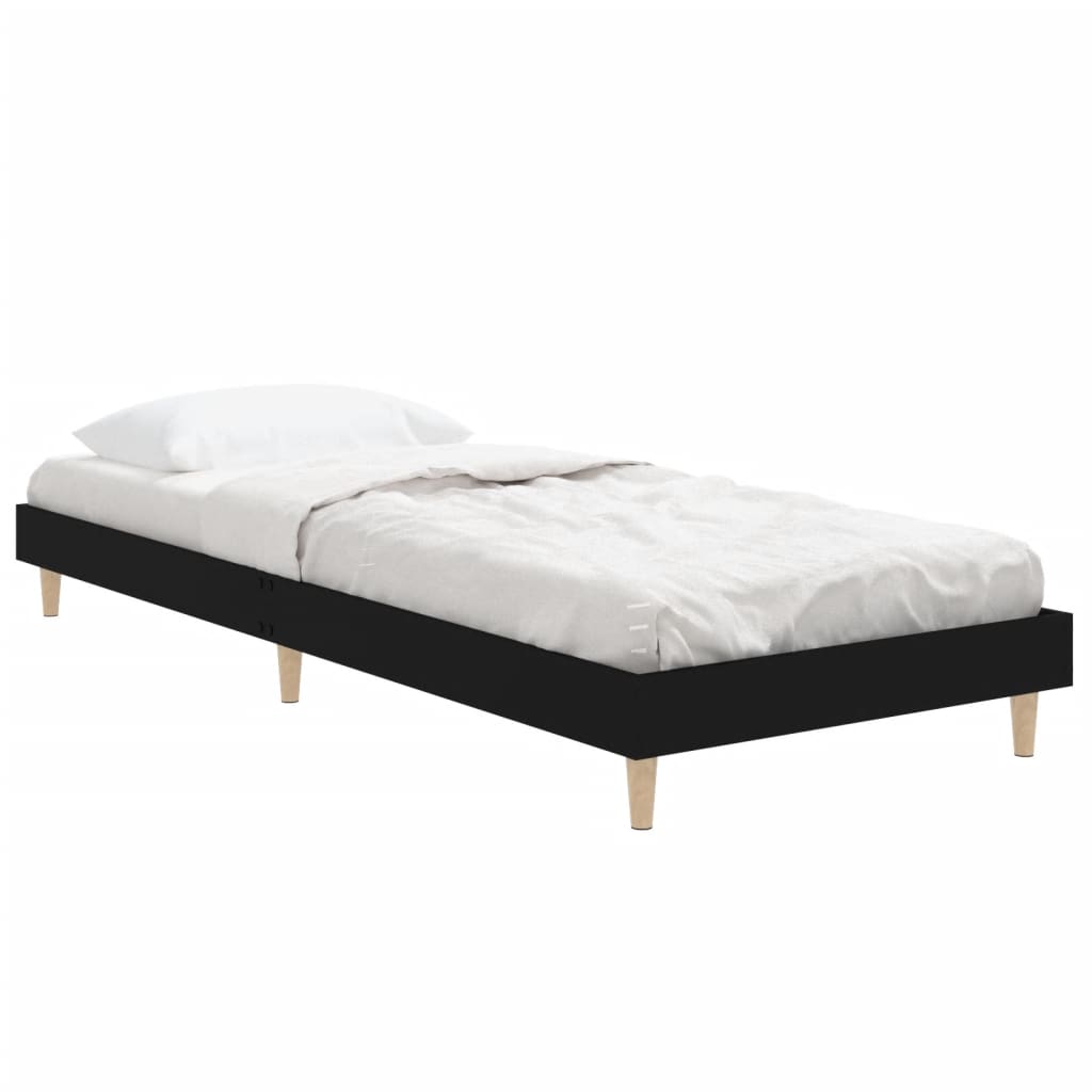 Bed frame black 75x190 cm wood material