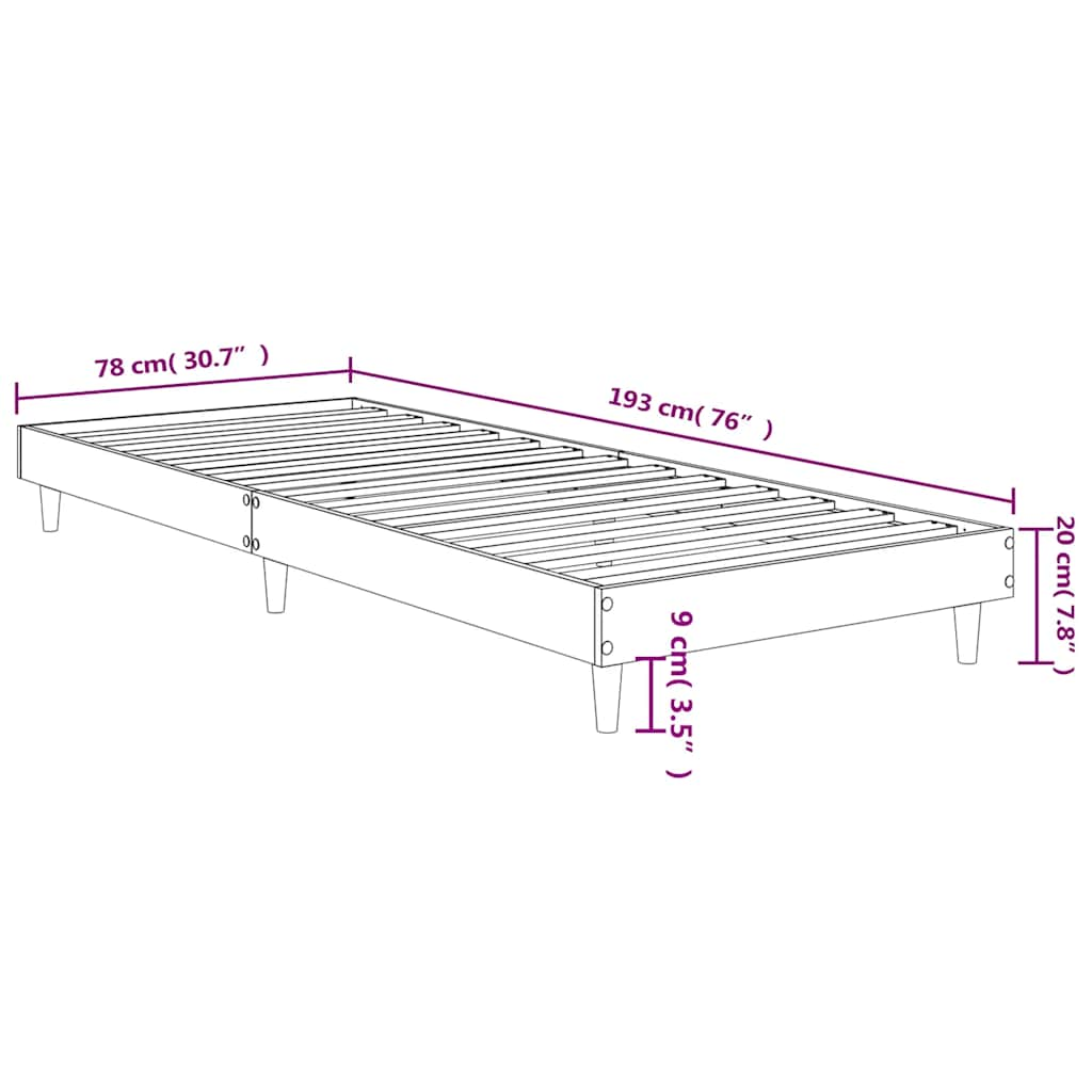 Bettgestell ohne Matratze Sonoma-Eiche 75x190 cm Holzwerkstoff