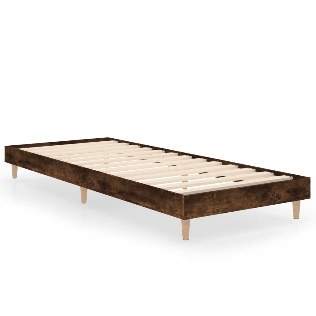 Bed frame without mattress smoked oak 75x190 cm wood material