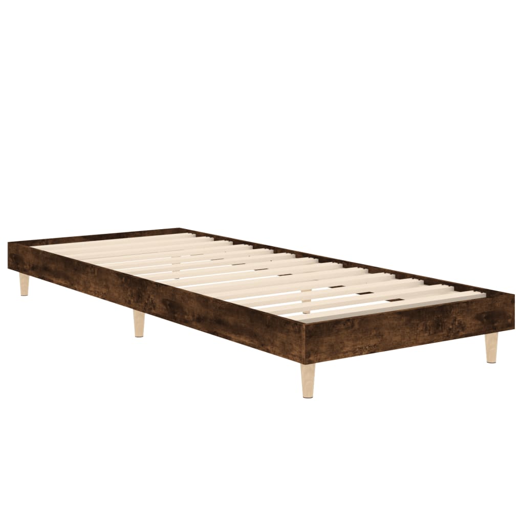 Bed frame without mattress smoked oak 75x190 cm wood material