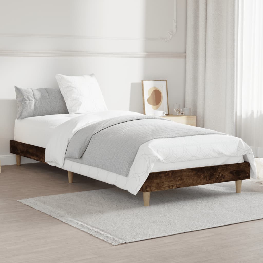 Bed frame without mattress smoked oak 75x190 cm wood material