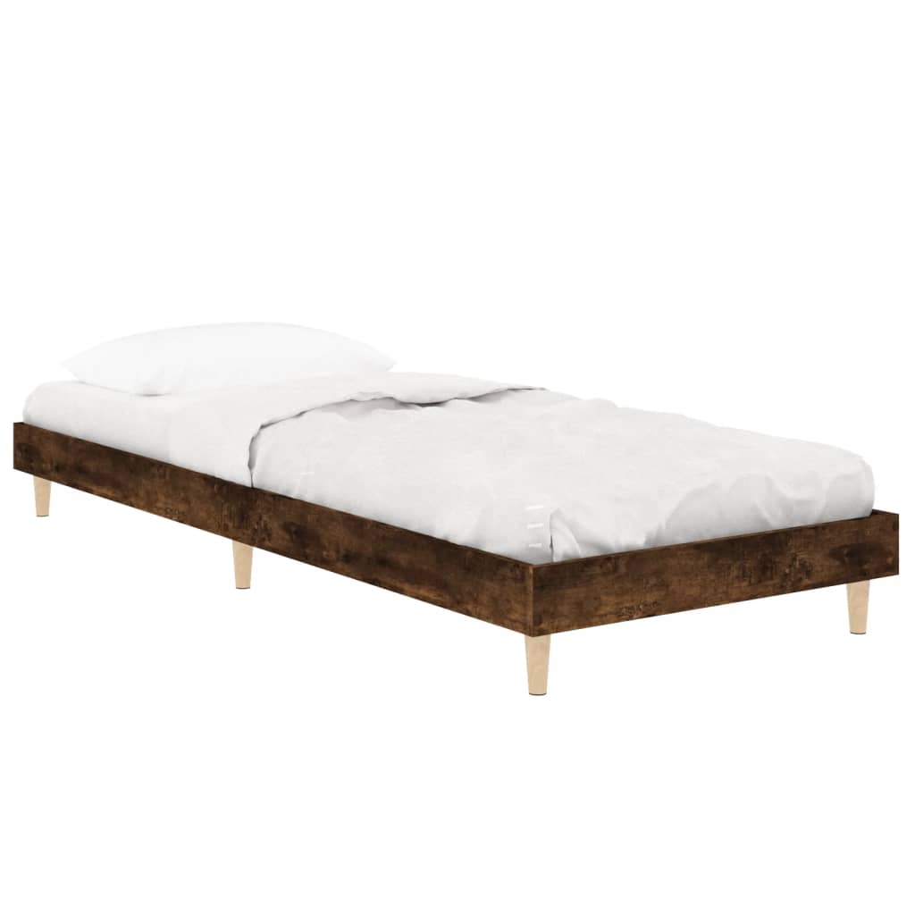 Bed frame without mattress smoked oak 75x190 cm wood material