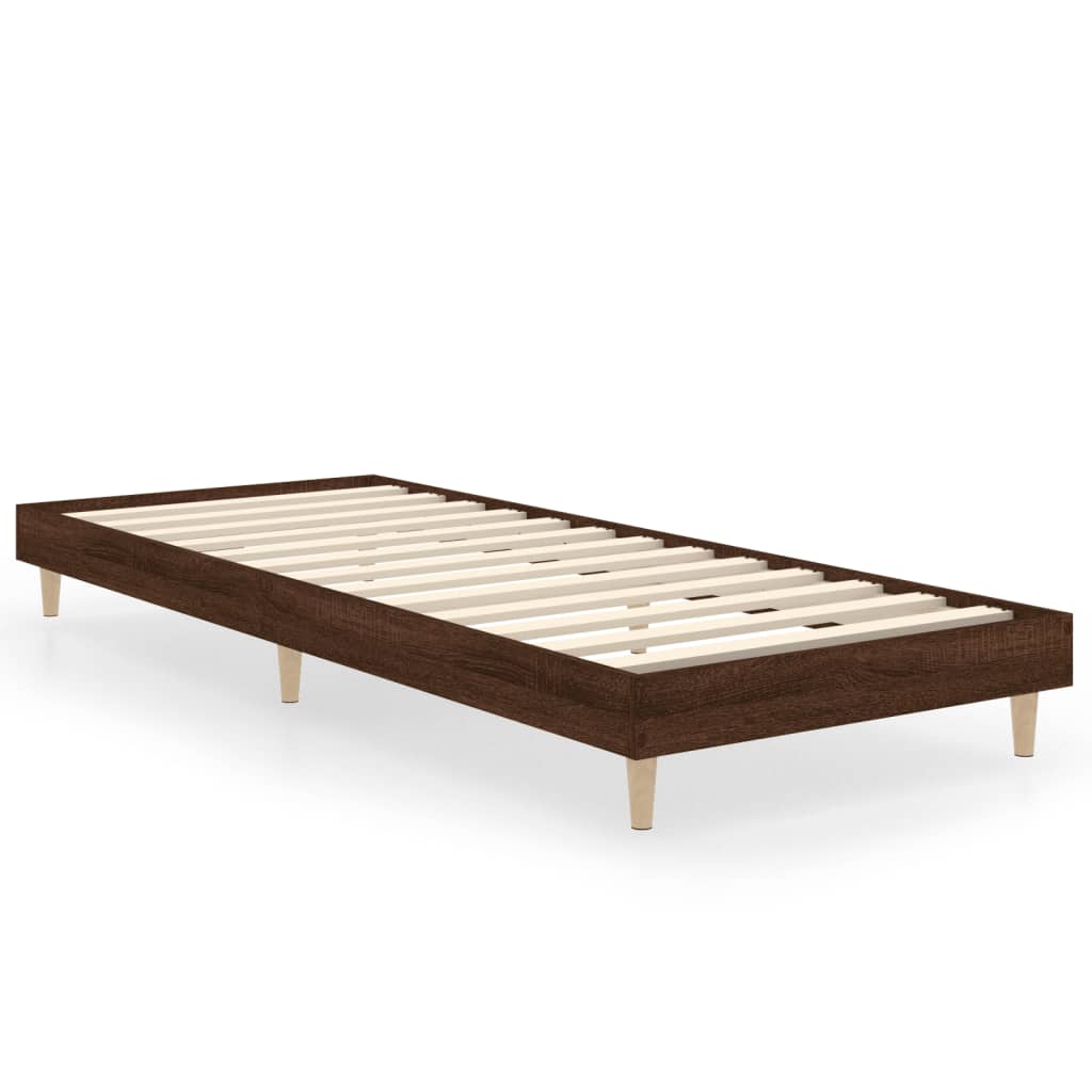 Bed frame without mattress brown oak 75x190 cm wood material