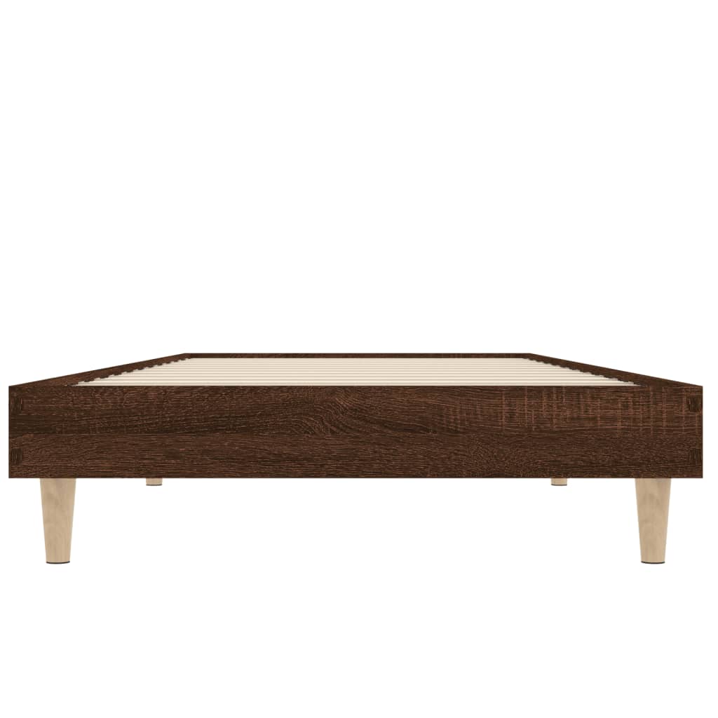 Bed frame without mattress brown oak 75x190 cm wood material