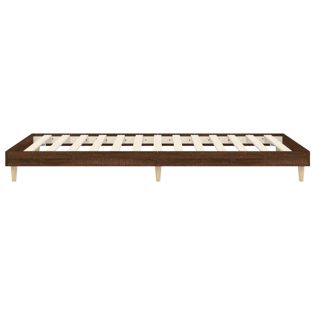 Bed frame without mattress brown oak 75x190 cm wood material