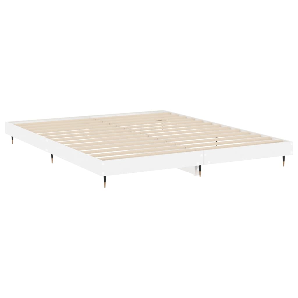 Bed frame high gloss white 200x200 cm wood material