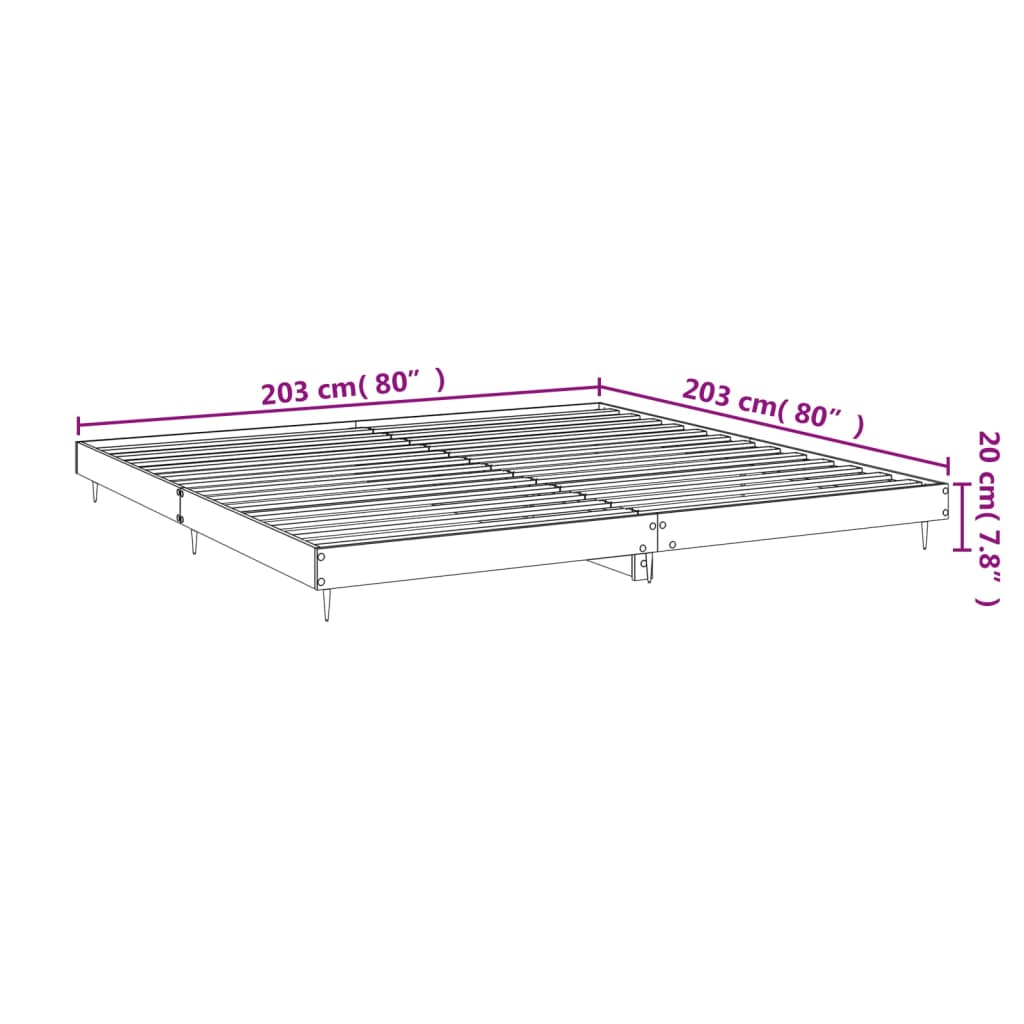 Bed frame high gloss white 200x200 cm wood material