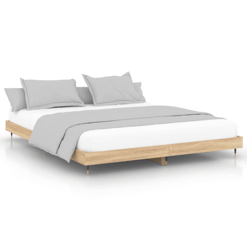 Bed frame without mattress Sonoma oak 200x200 cm wood material