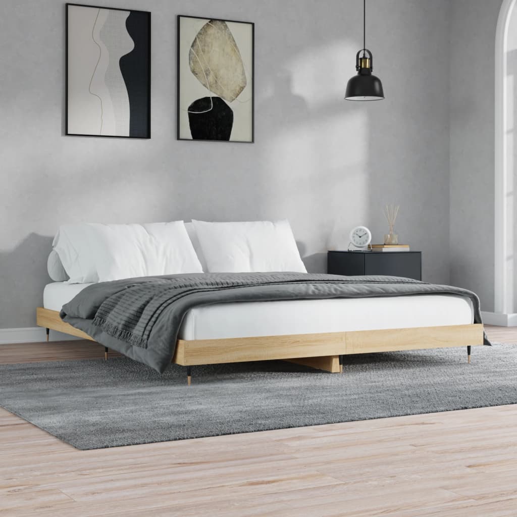 Bed frame without mattress Sonoma oak 200x200 cm wood material