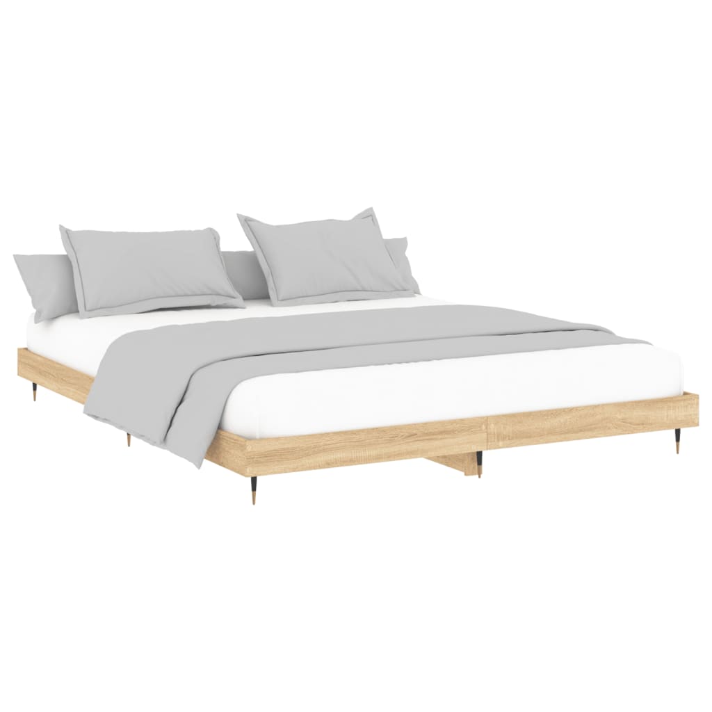 Bed frame without mattress Sonoma oak 200x200 cm wood material