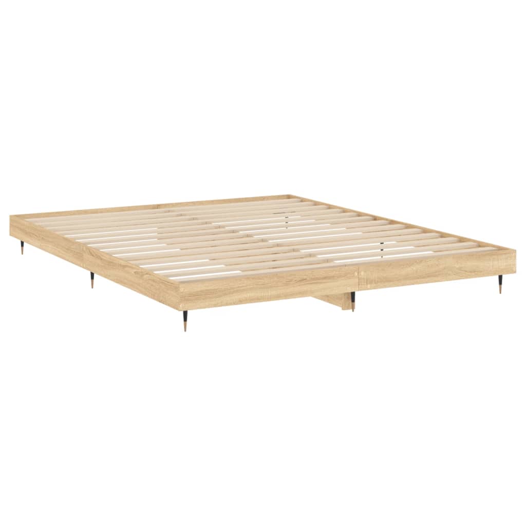 Bed frame without mattress Sonoma oak 200x200 cm wood material