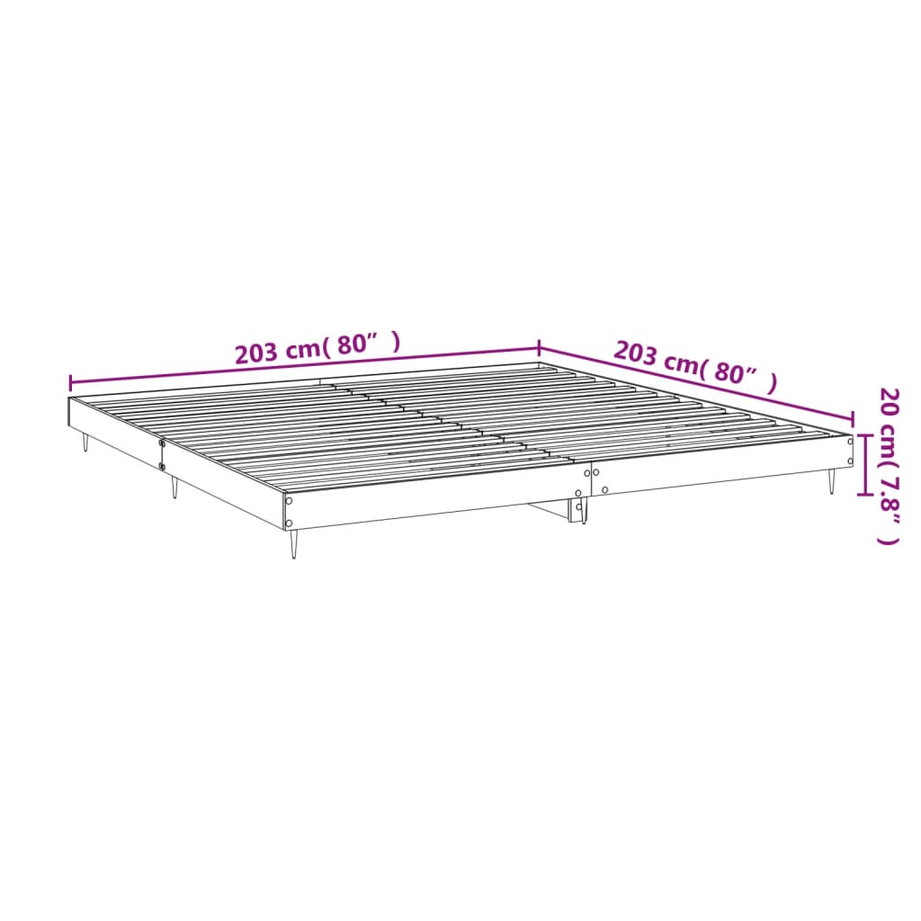 Bettgestell ohne Matratze Sonoma-Eiche 200x200 cm Holzwerkstoff