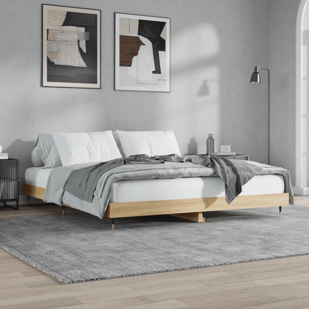 Bed frame without mattress Sonoma oak 200x200 cm wood material