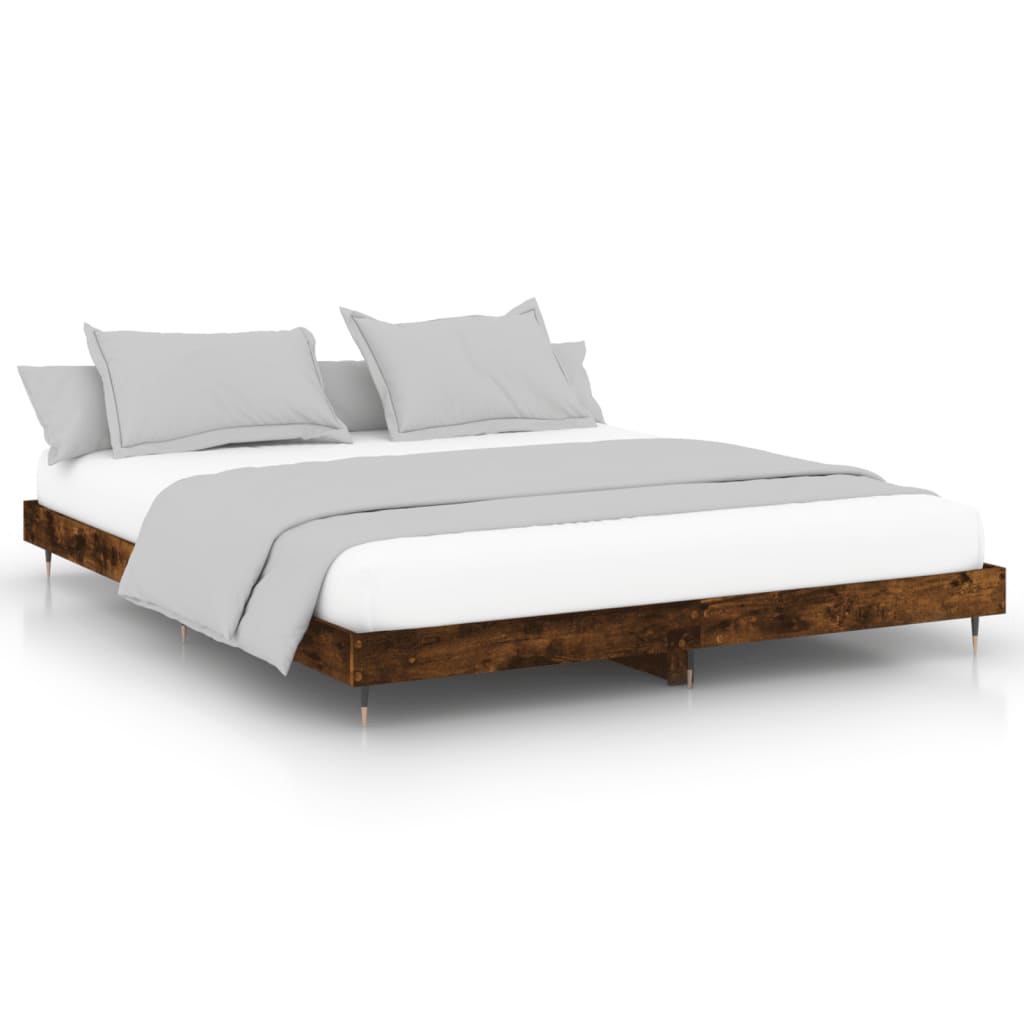 Bed frame without mattress smoked oak 200x200 cm wood material