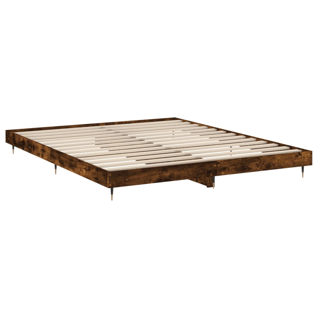 Bed frame without mattress smoked oak 200x200 cm wood material