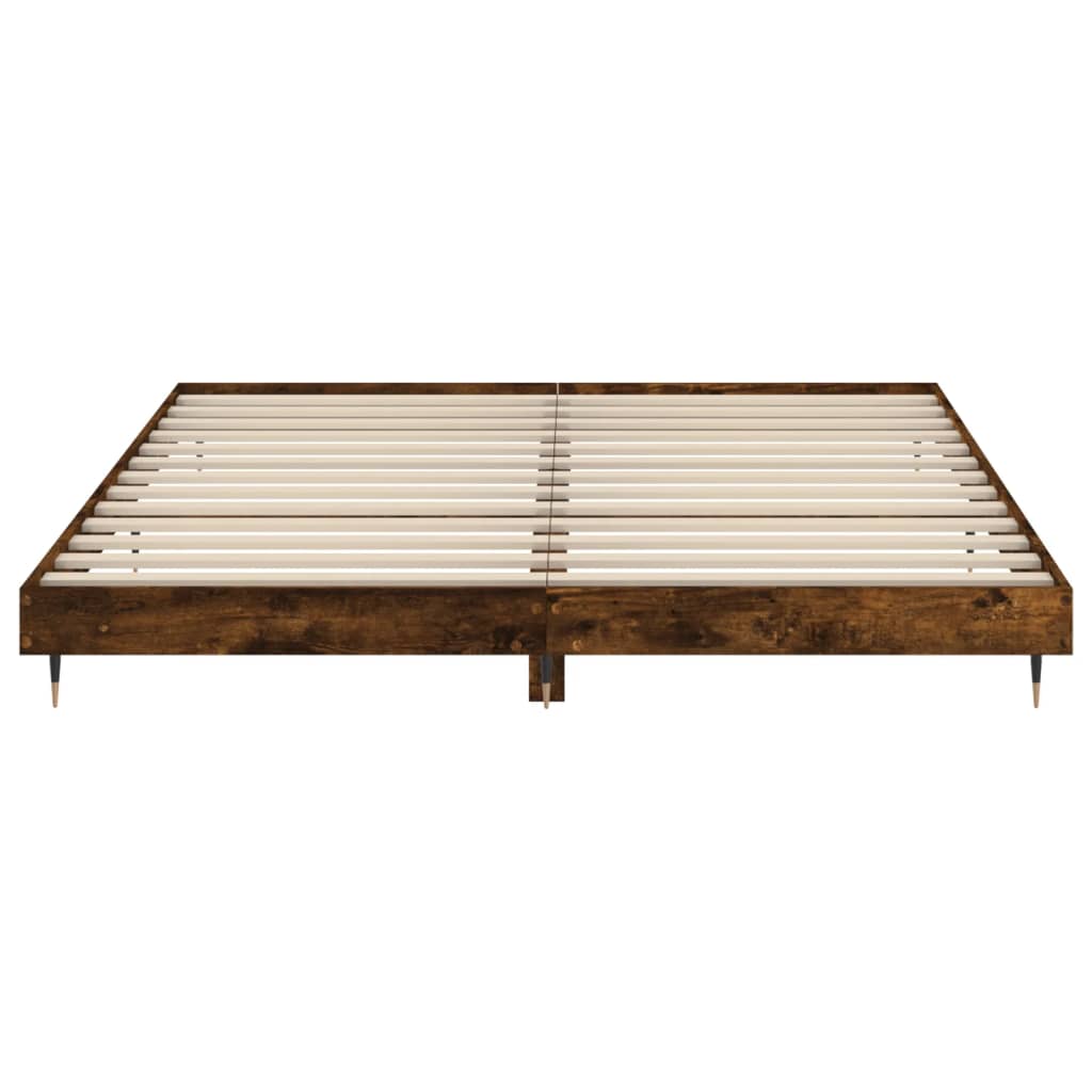 Bed frame without mattress smoked oak 200x200 cm wood material