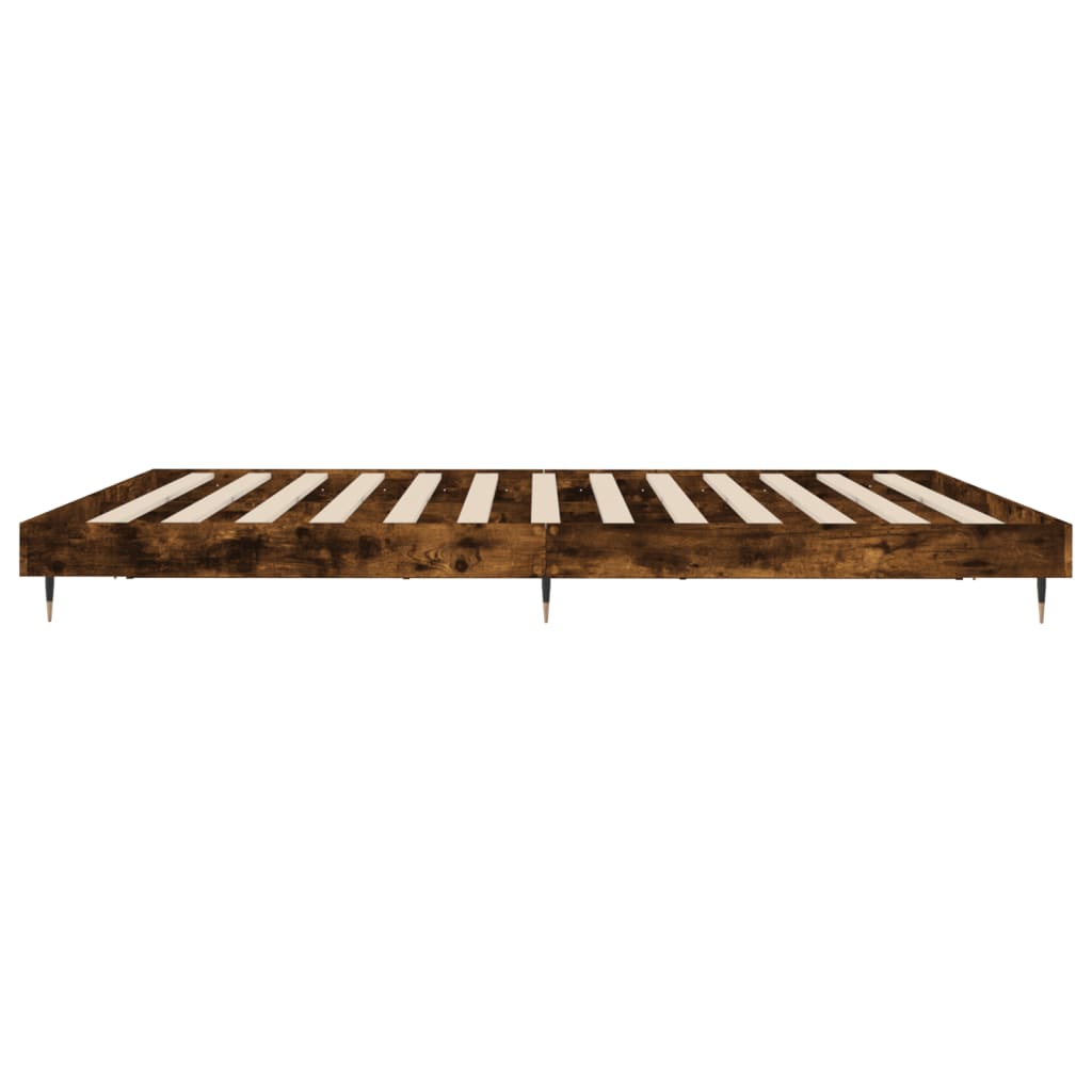 Bed frame without mattress smoked oak 200x200 cm wood material