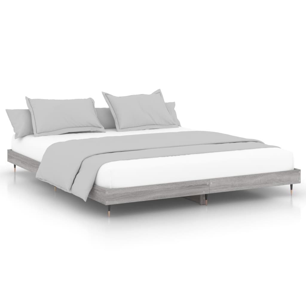 Bed frame Grey Sonoma 200x200 cm wood material