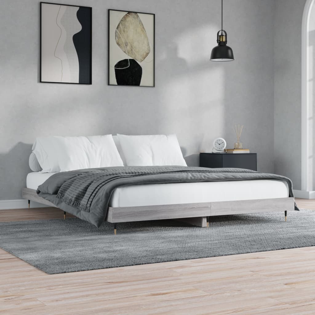 Bed frame Grey Sonoma 200x200 cm wood material