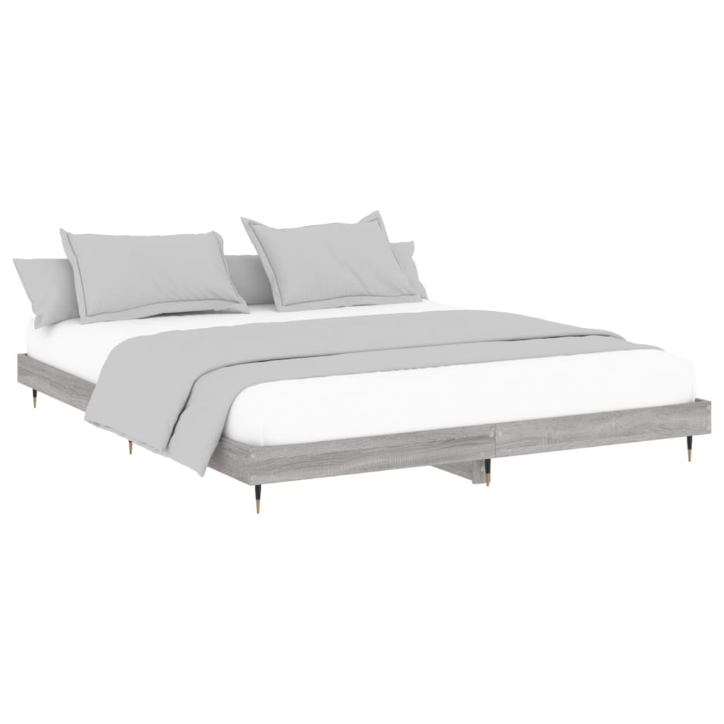 Bed frame Grey Sonoma 200x200 cm wood material