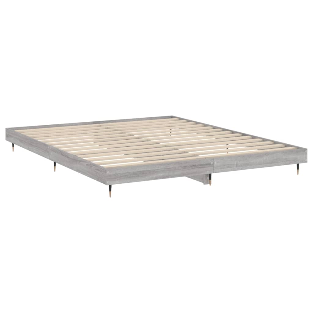 Bed frame Grey Sonoma 200x200 cm wood material