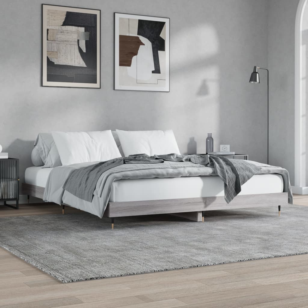 Bed frame Grey Sonoma 200x200 cm wood material