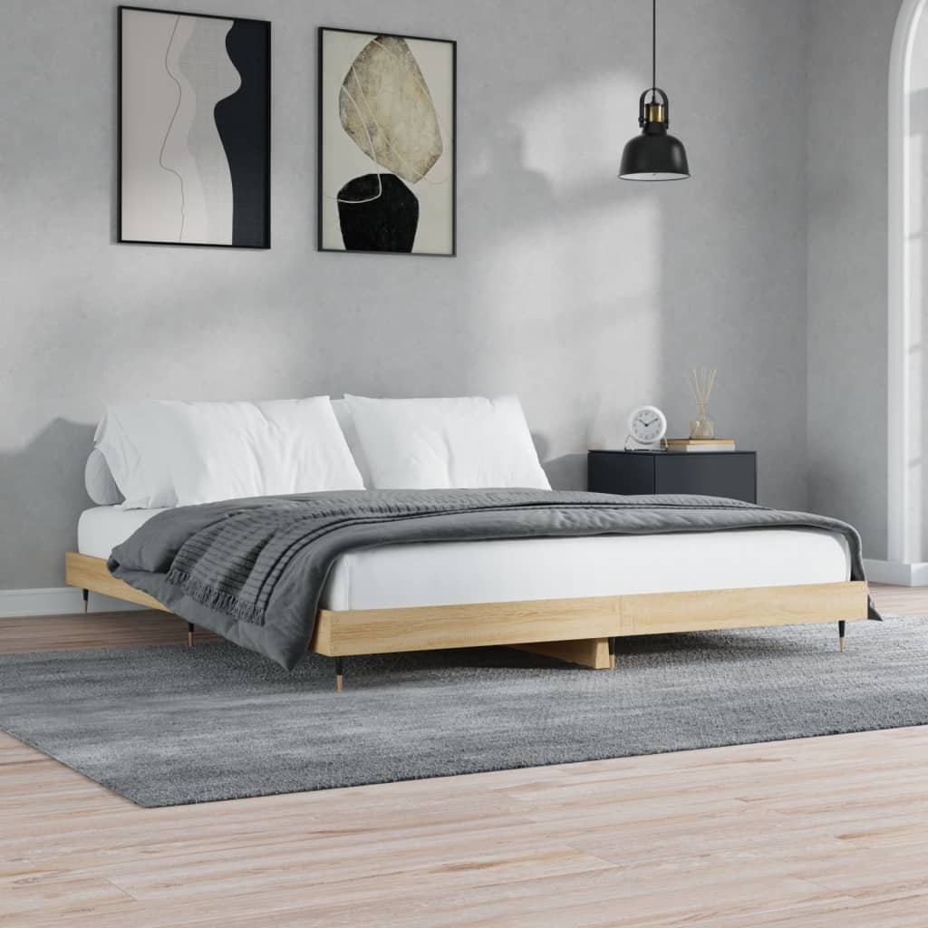 Bed frame without mattress Sonoma oak 180x200 cm wood material